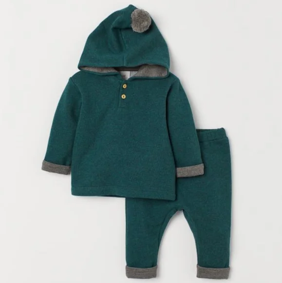H&M Matching Sets Hm Organic Cotton Dark Green Piece Set
